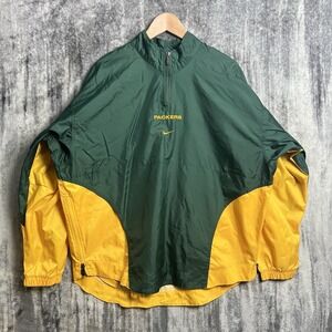 Vintage Team Nike NFL Green Bay Packers Quarter Zip Windbreaker Size Medium